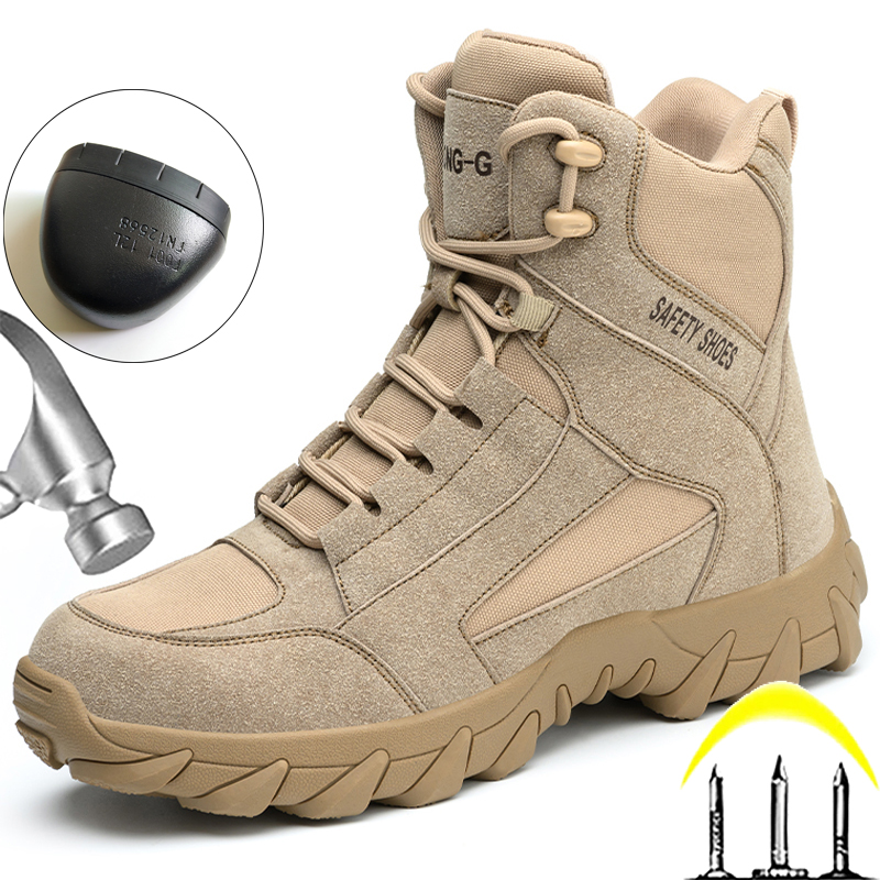Crossfit Outdoor - Anti-verbrandingslaslaarzen Punctiebestendige veiligheidsschoenen Heren Outdoor Desert